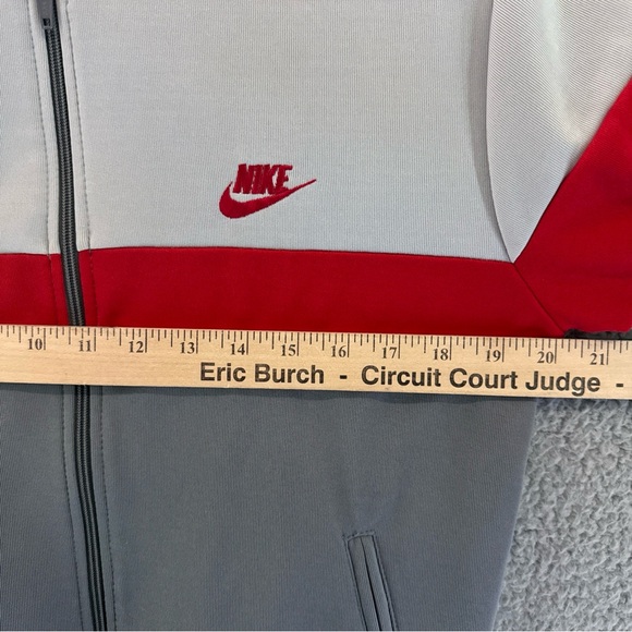 Vintage 80's NIKE Blue Tag Full-Zip Track Warm Up Jacket Sz S Retro Red Grey - Picture 10 of 10